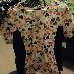 Colorful heart scrub top